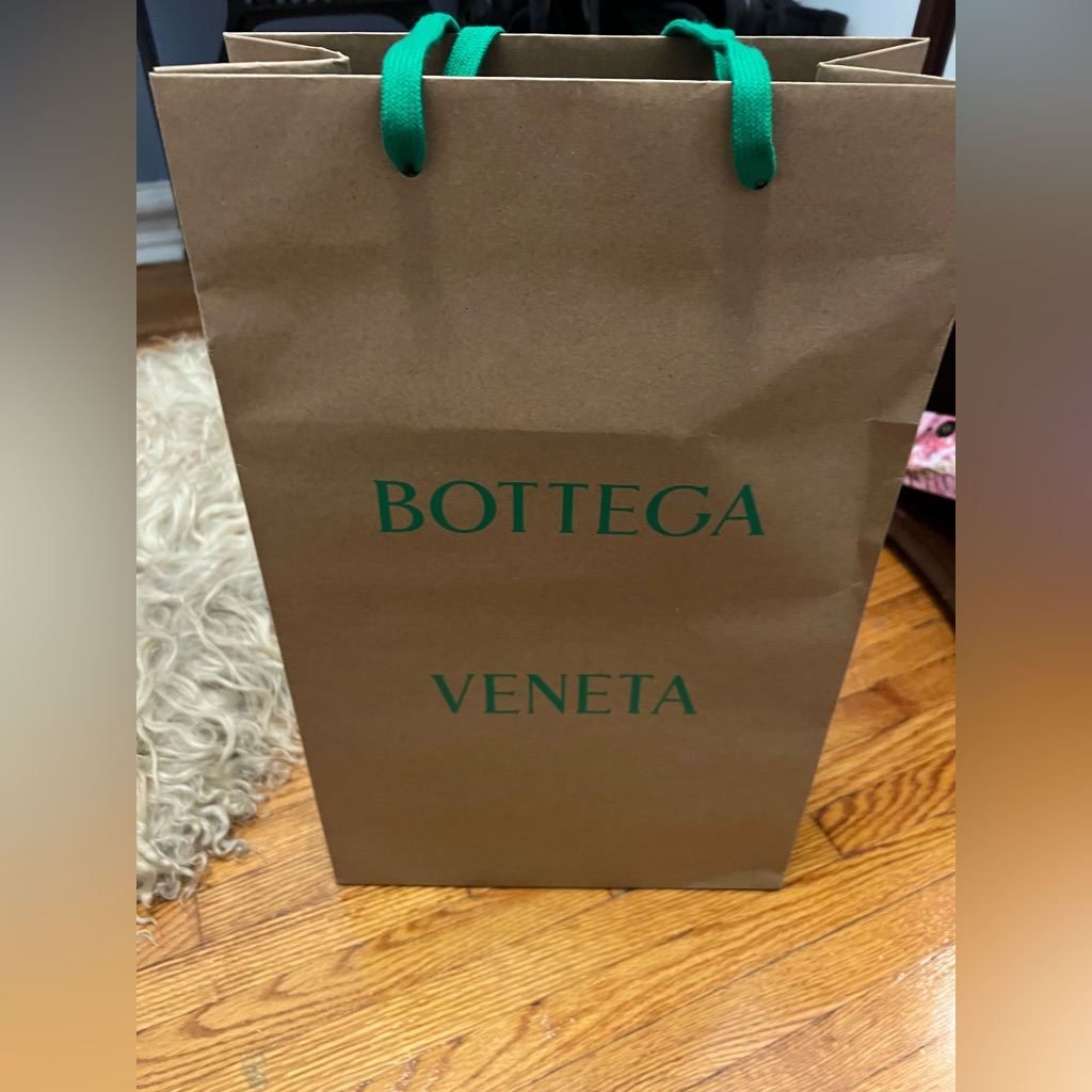 Bottega Veneta Paper Shopping Bag With Green Handle